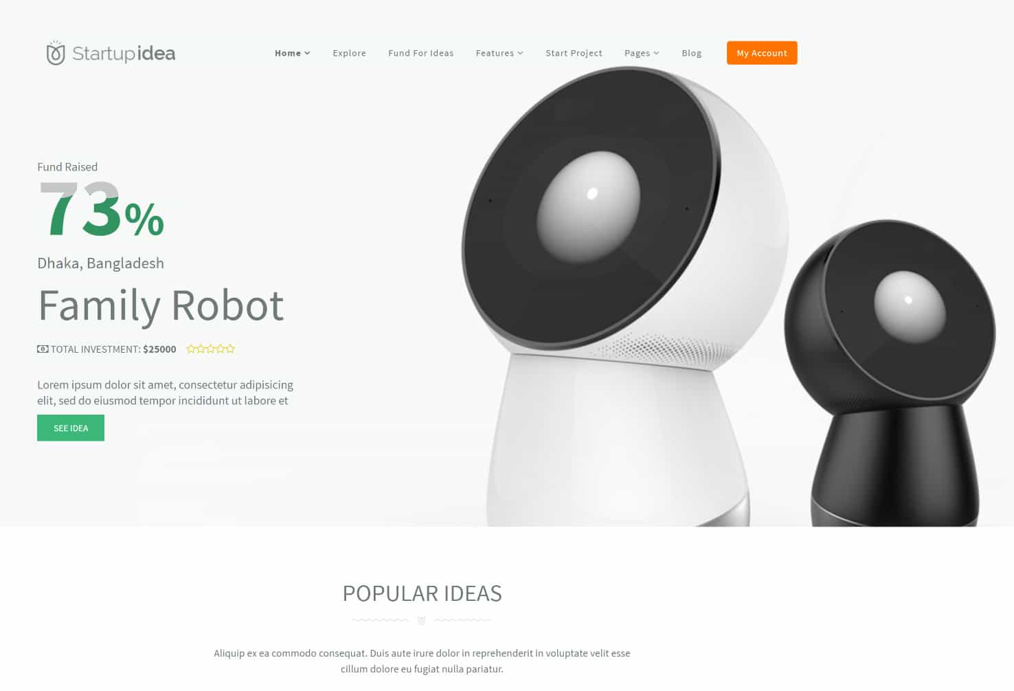 tema de startup idea wordpress