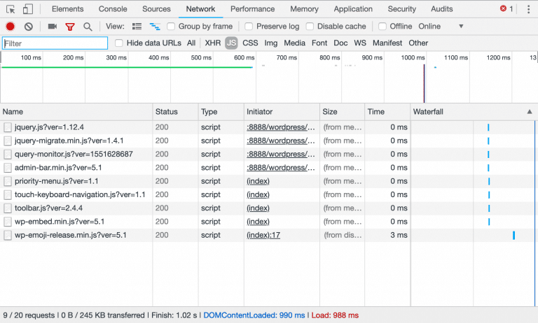 El archivo script.js desapareció de la lista de recursos de página