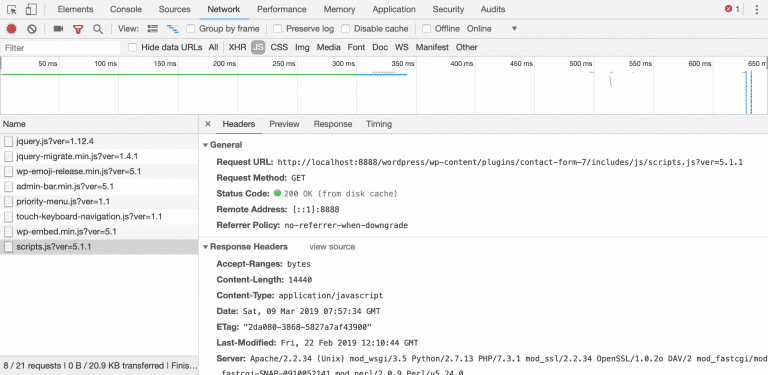 El panel de Chrome DevTools Network proporciona información detallada sobre las solicitudes de red realizadas cuando se carga una página