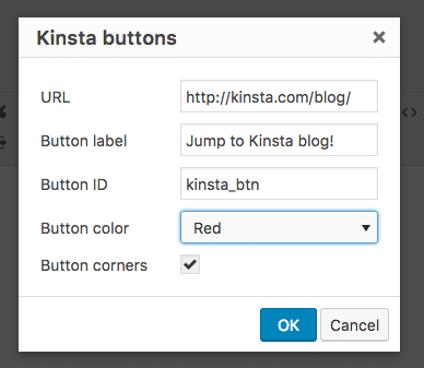 Un cuadro de diálogo permite a los usuarios insertar shortcodes complejos en el contenido del mensaje con facilidad