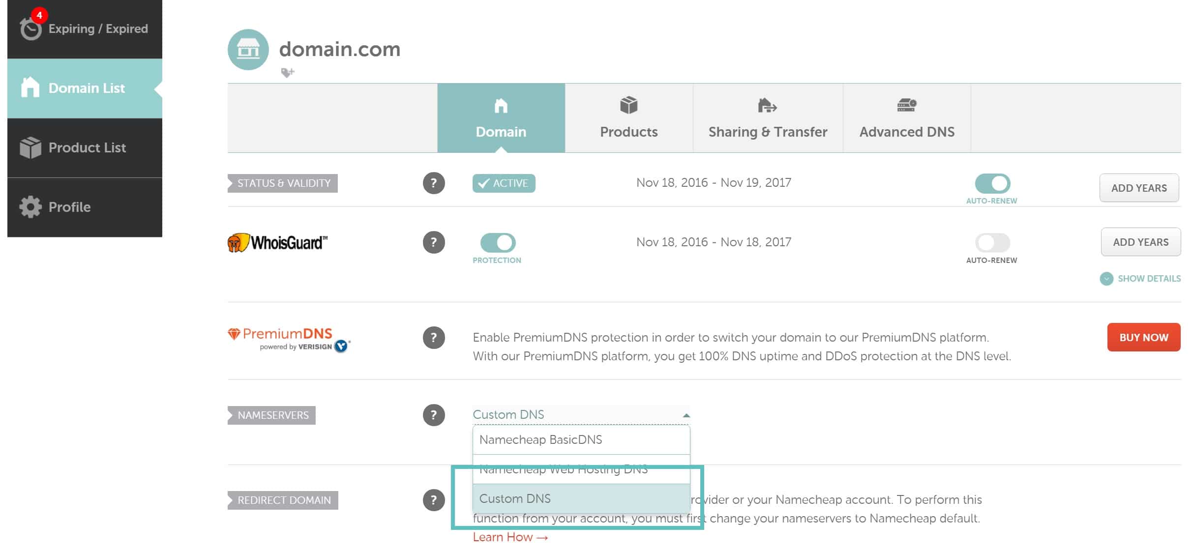 namecheap dns personalizado