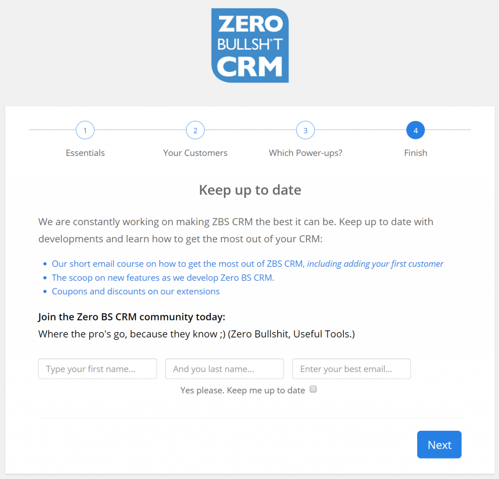 Zero BS CRM instalado