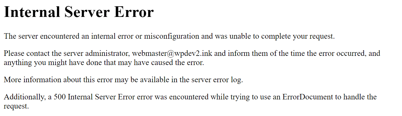 internal server error