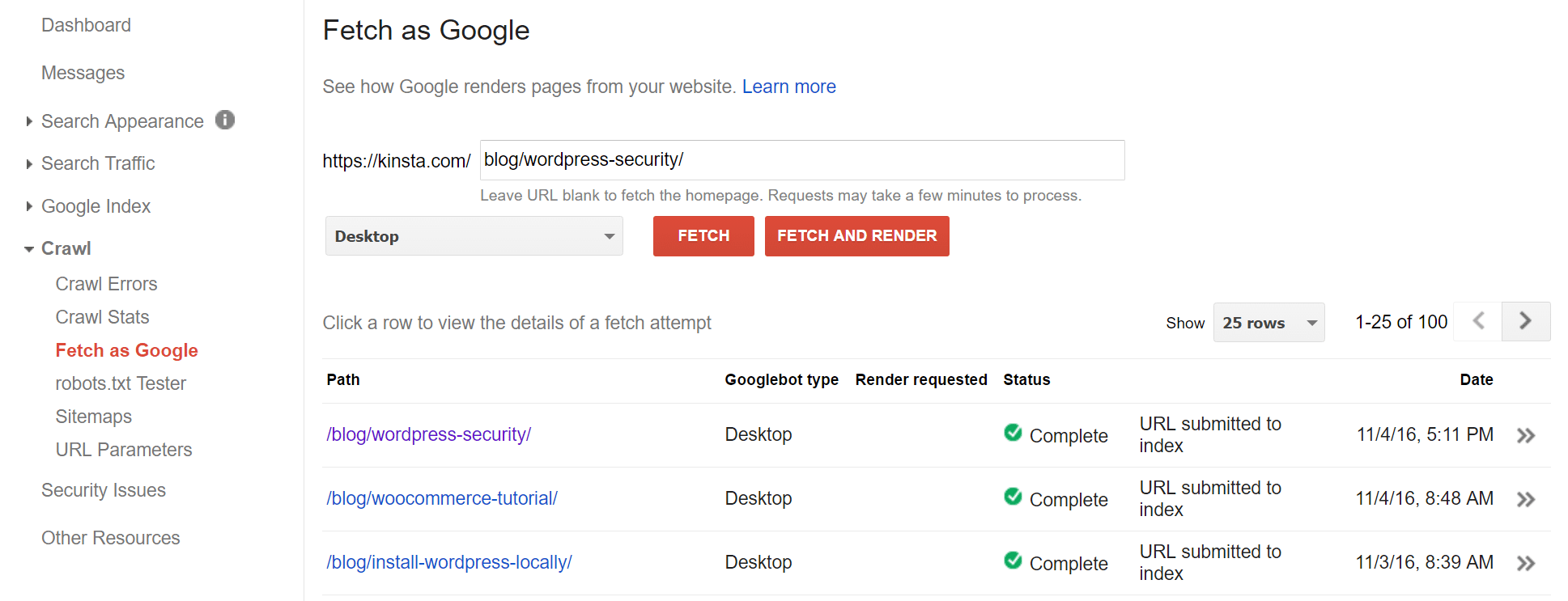 forzar rastrear en google search console