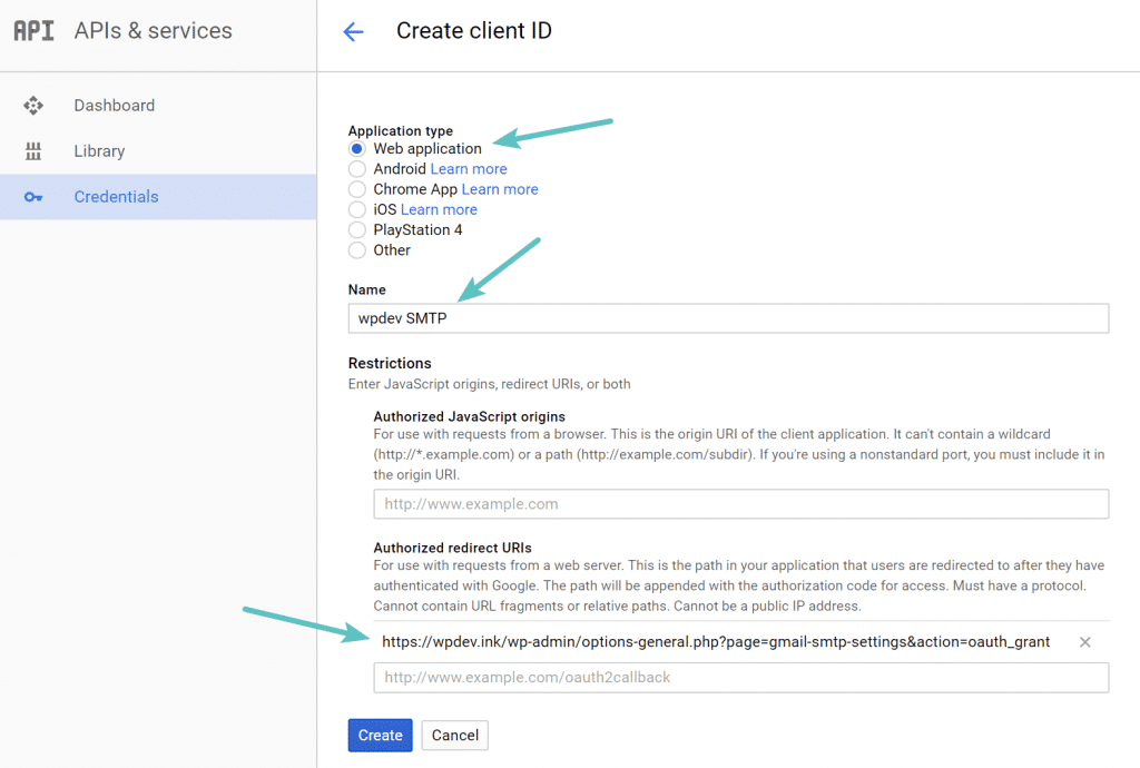 Tipo de aplicación de la ID del cliente