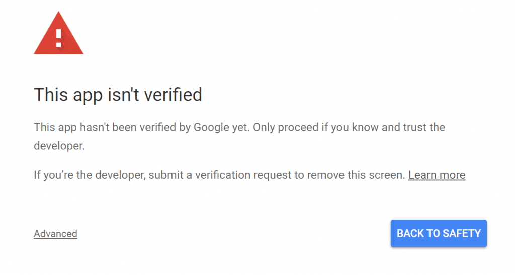 Aplicación no verificada