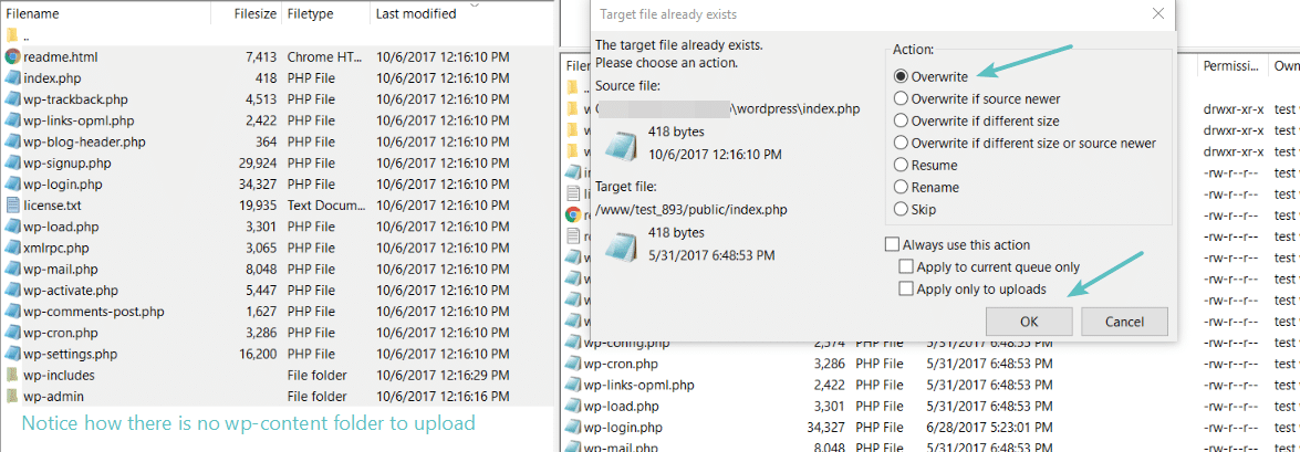 Cargar los archivos restantes a través de FTP