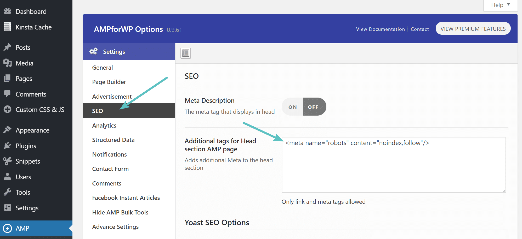 Páginas AMP de no-indexadas