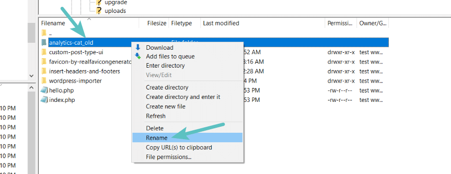 Cambiar el nombre de la carpeta de plugin o tema por el deseado