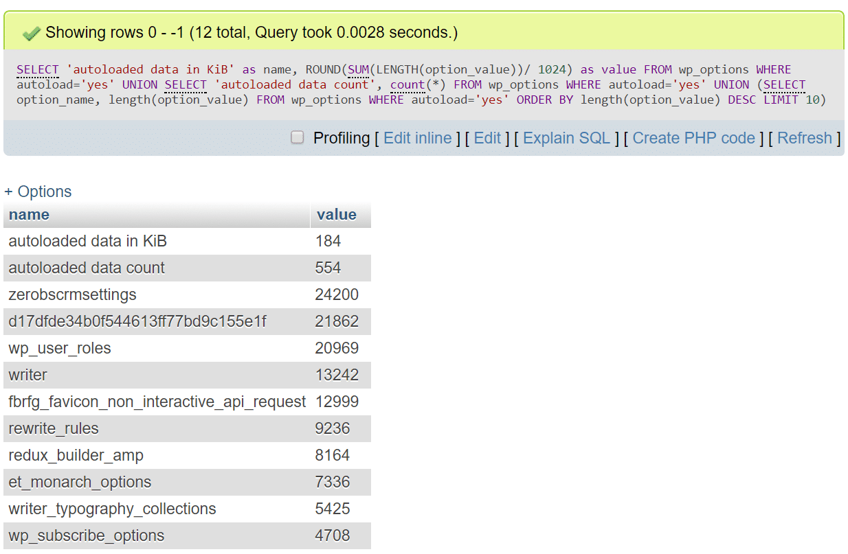 Consulta de datos de autocarga de MySQL