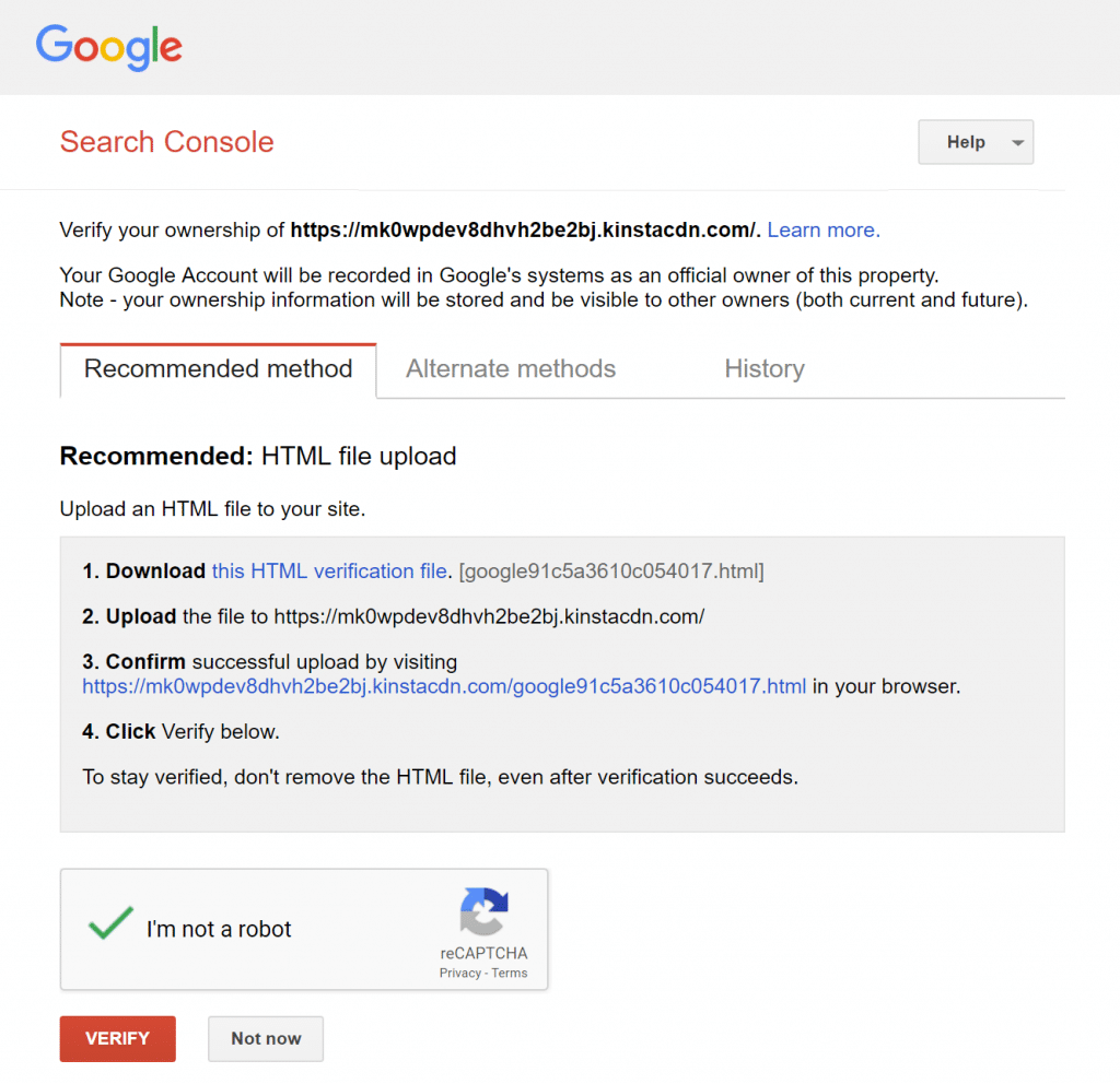 Archivo de verificación HTML