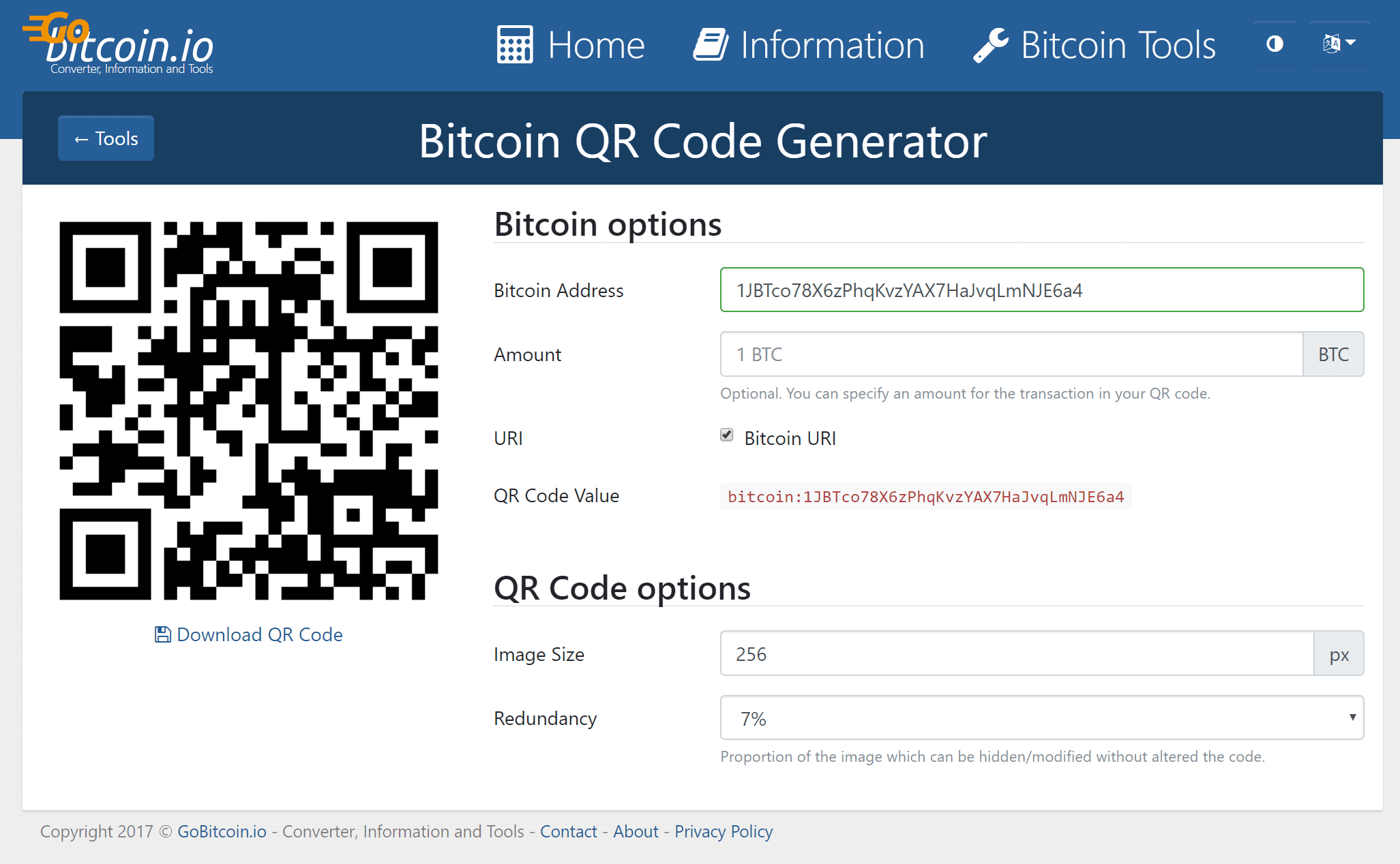 Generador de código QR de Bitcoin