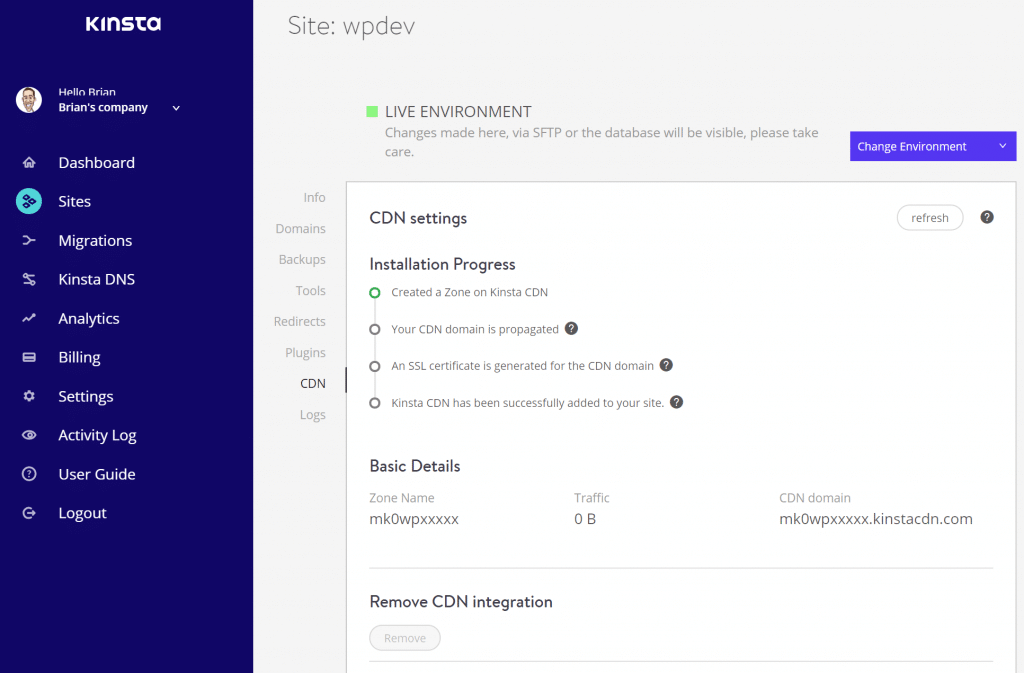 Instalación de Kinsta CDN