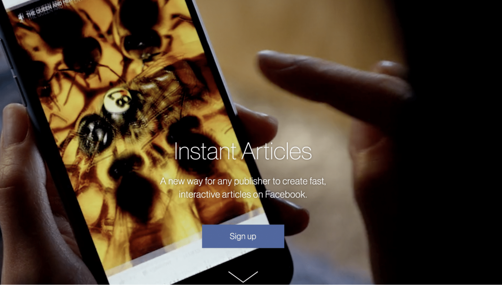 Sitio web de Facebook Instant Articles