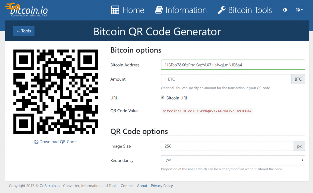 Generador de Código Bitcoin QR 