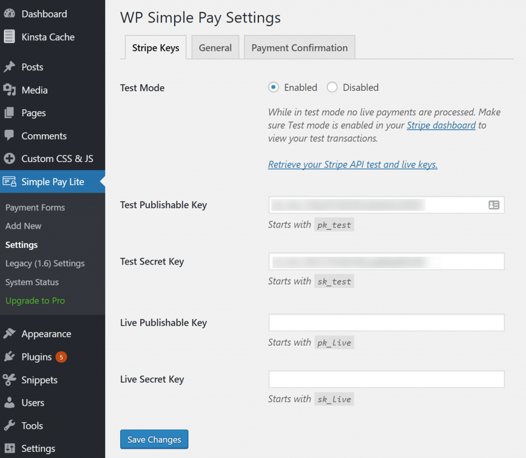 Instalar el plugin WP Simple Pay Lite