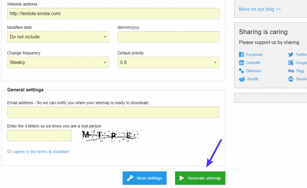 Configurando el XML Sitemap Generator 