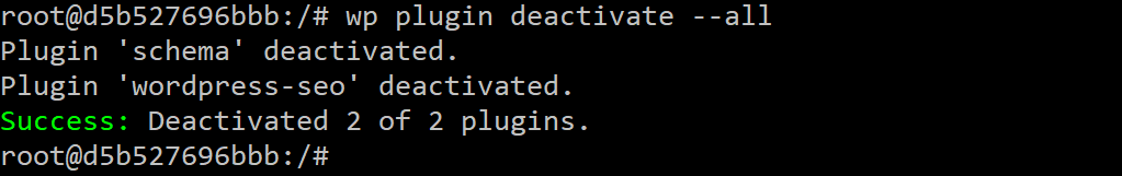 WP-CLI desactiva todos los plugins