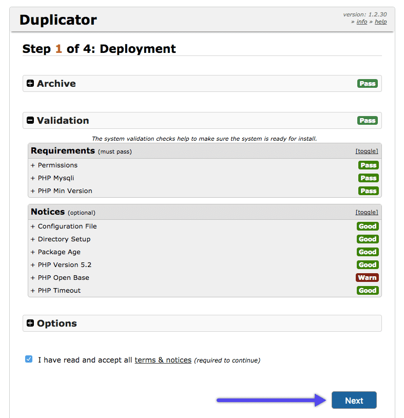 WordPress Duplicator plugin: despliegue