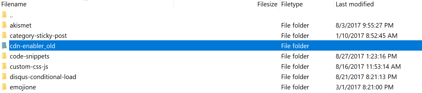 Cambiar temporalmente el nombre de la carpeta del plugin