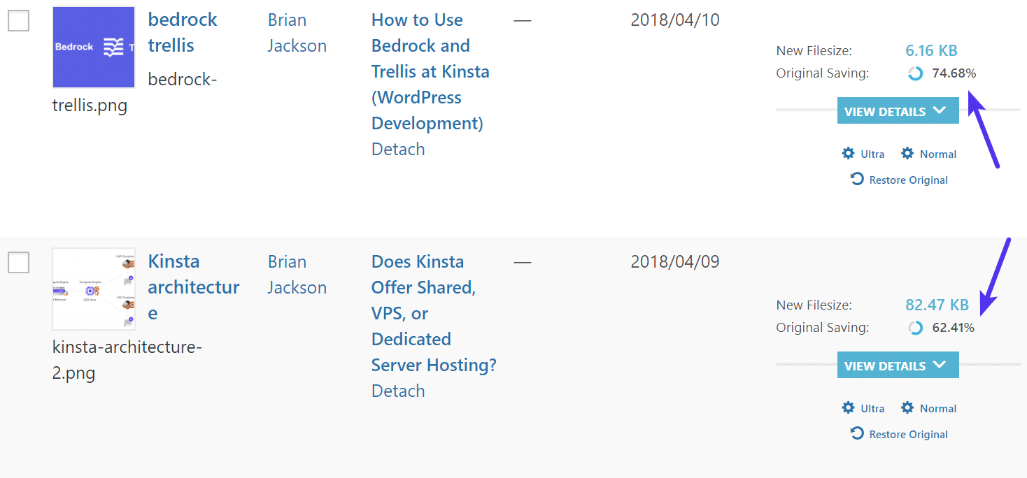 Image compression file savings Disminución del tamaño de los archivos después de la compresión