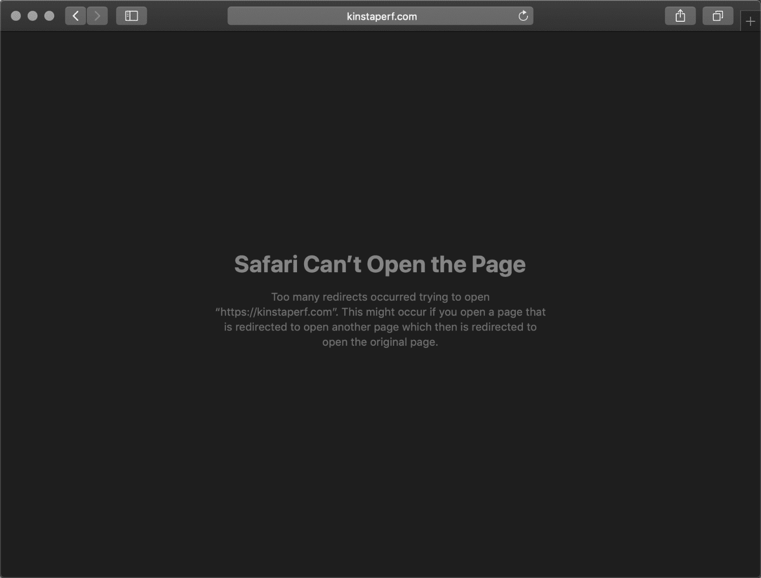 ERR_TOO_MANY_REDIRECTS error en Safari