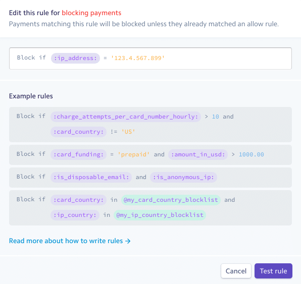 Bloquear Direcciones IP en Stripe Radar