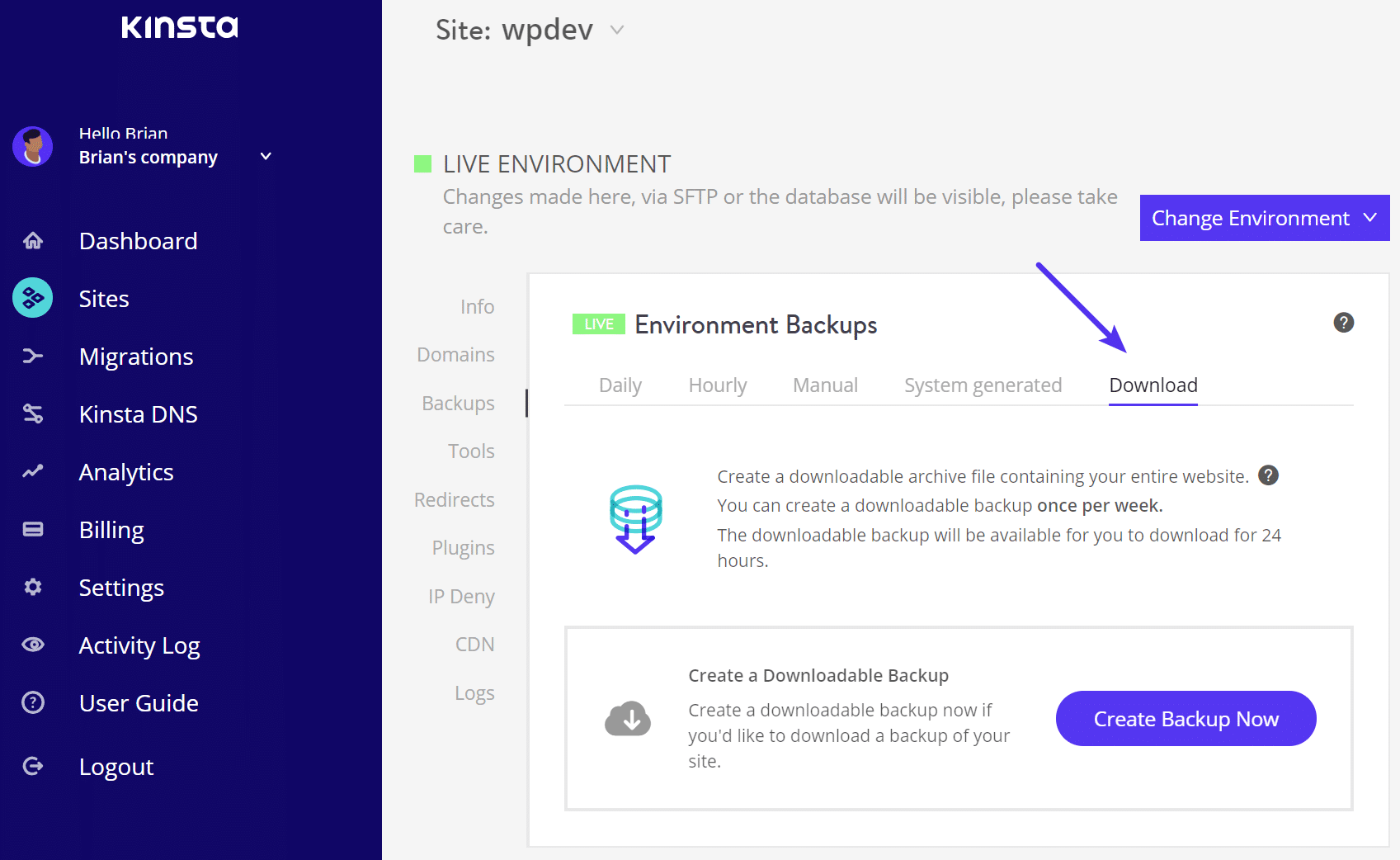 Backups descargables