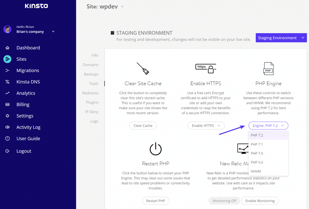 Cambiar versión PHP