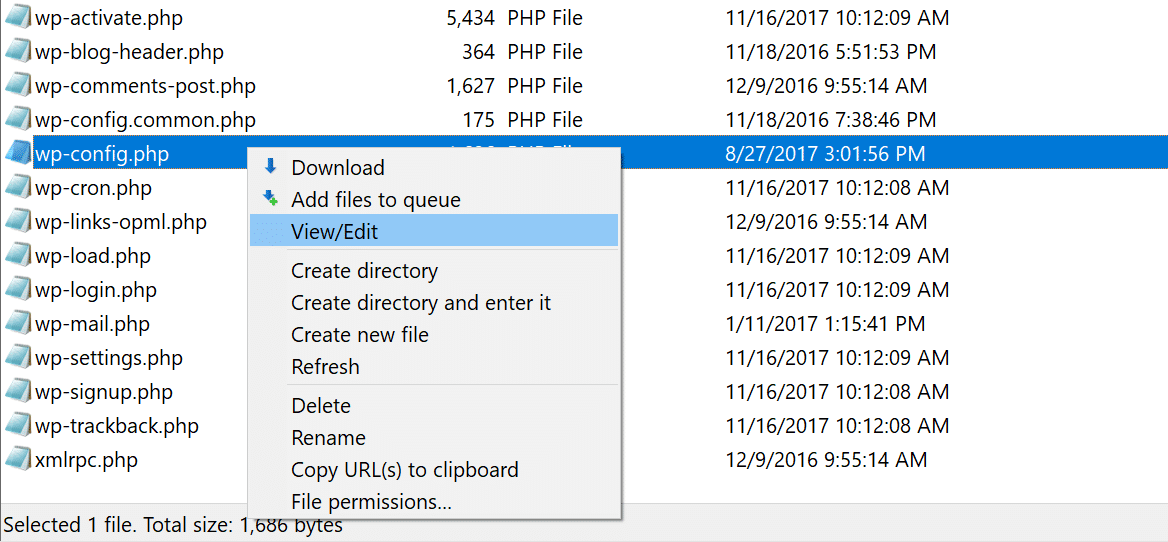 Descargar el archivo wp-config.php