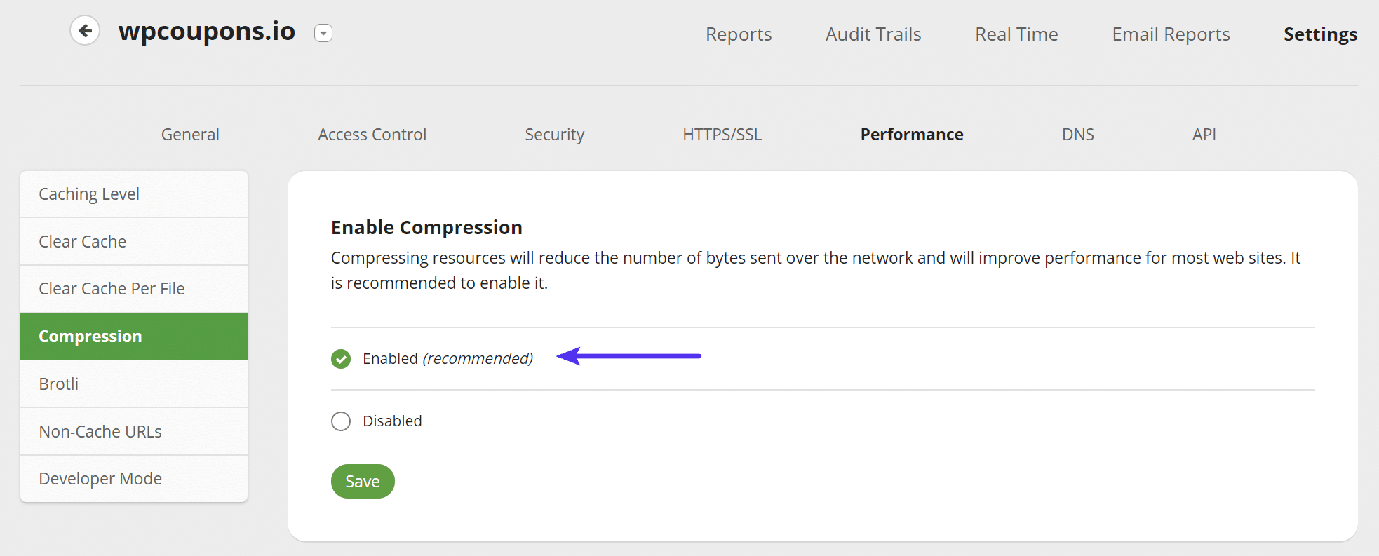 Activando la Compresión en Sucuri