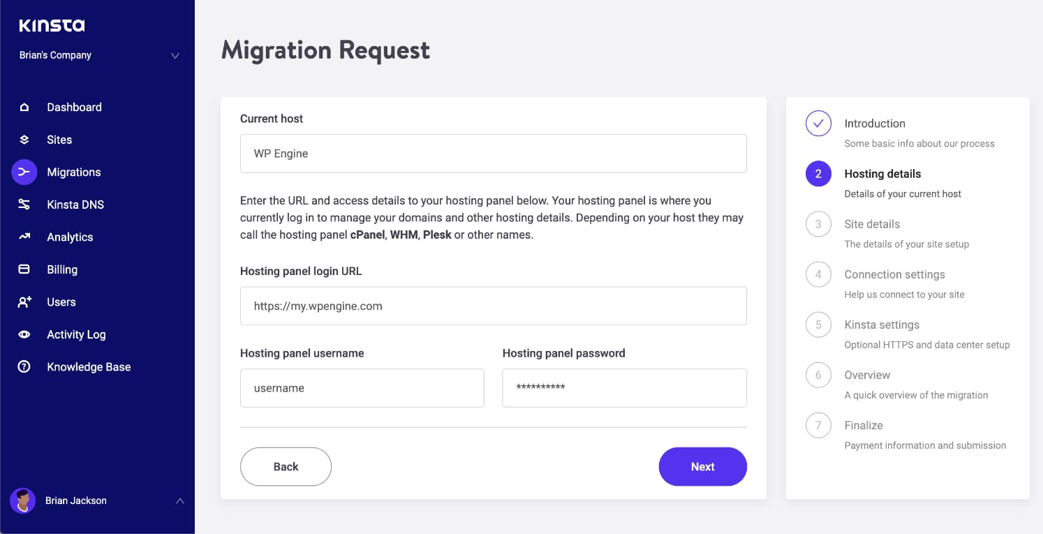 Detalles del hosting