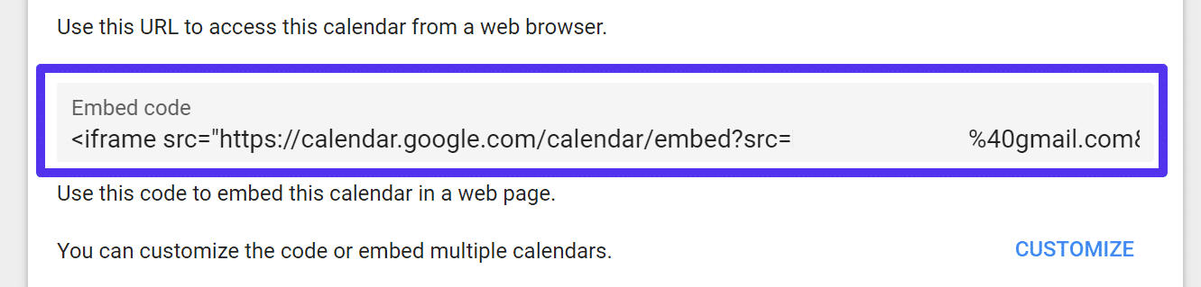 Embeber calendario