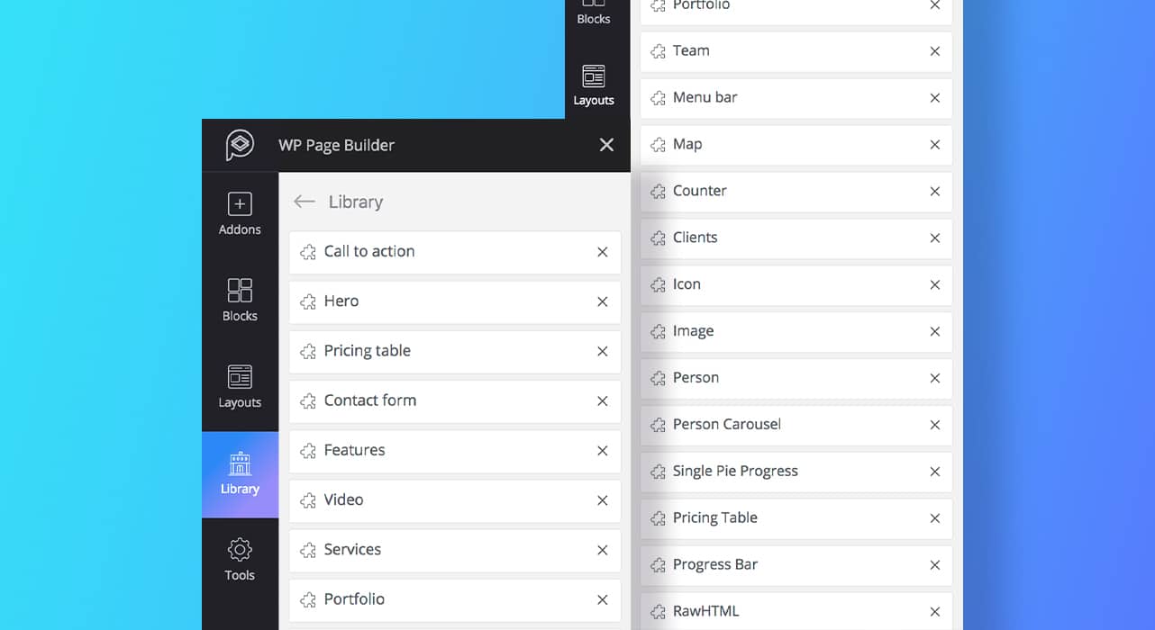 Biblioteca del WP Page Builder