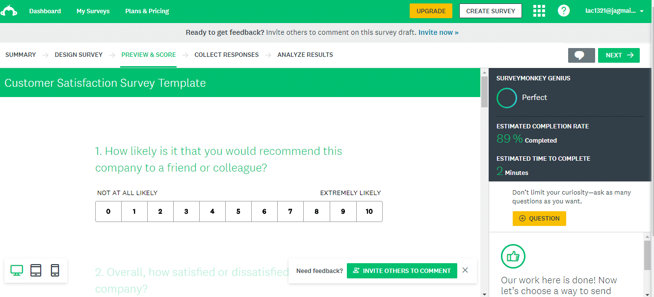 Ejemplo de encuesta terminada