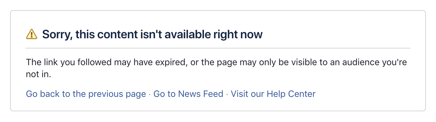 Página eliminada de Facebook por infracción de derechos de autor