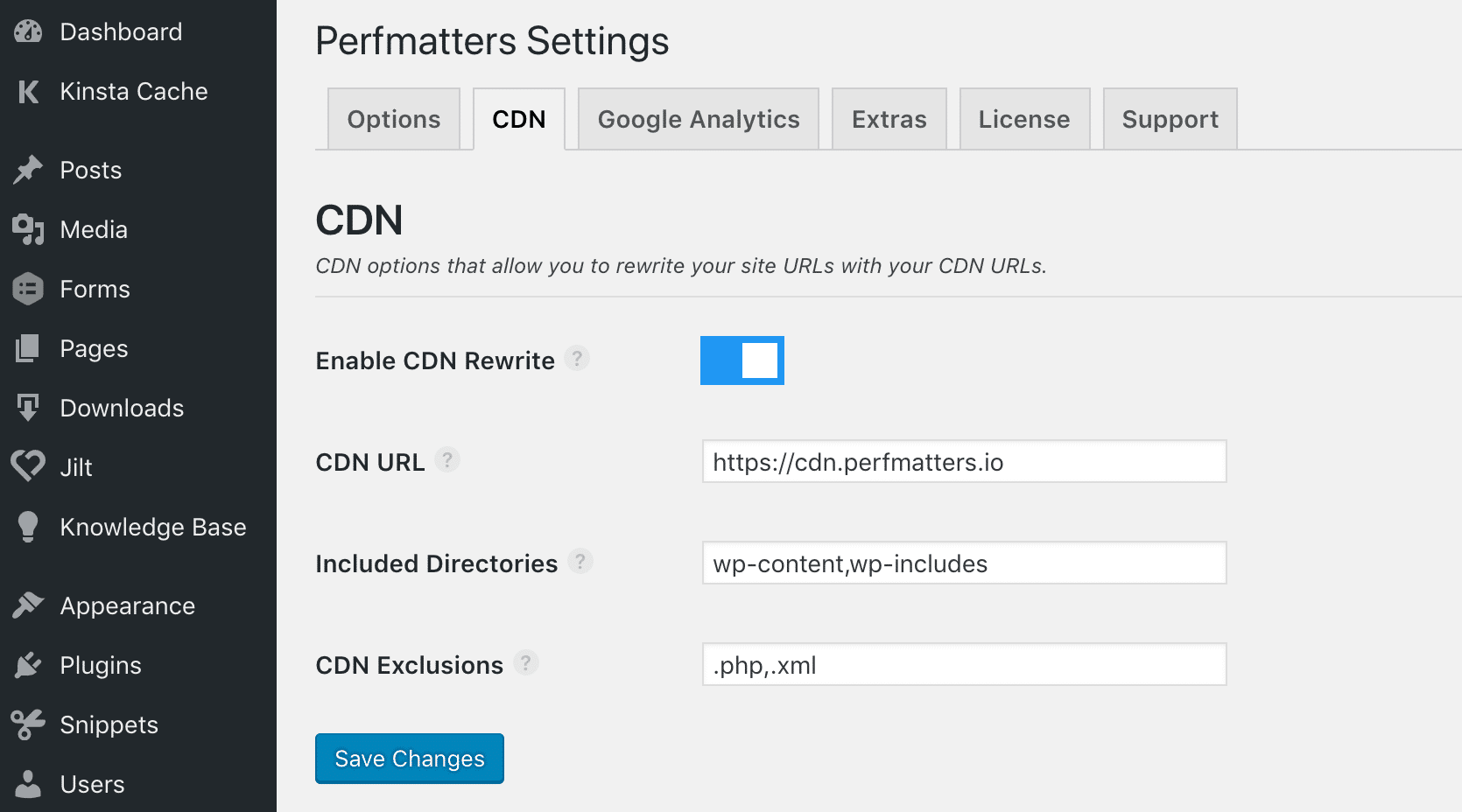 Habilite el CDN en WordPress con Perfmatters