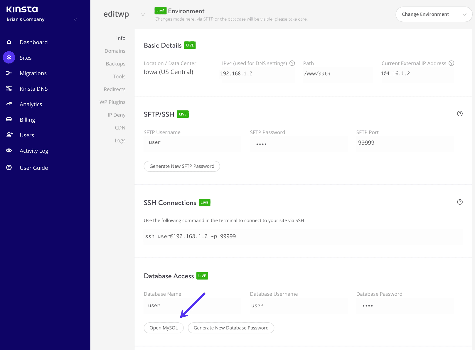 Inicio de sesión phpMyAdmin