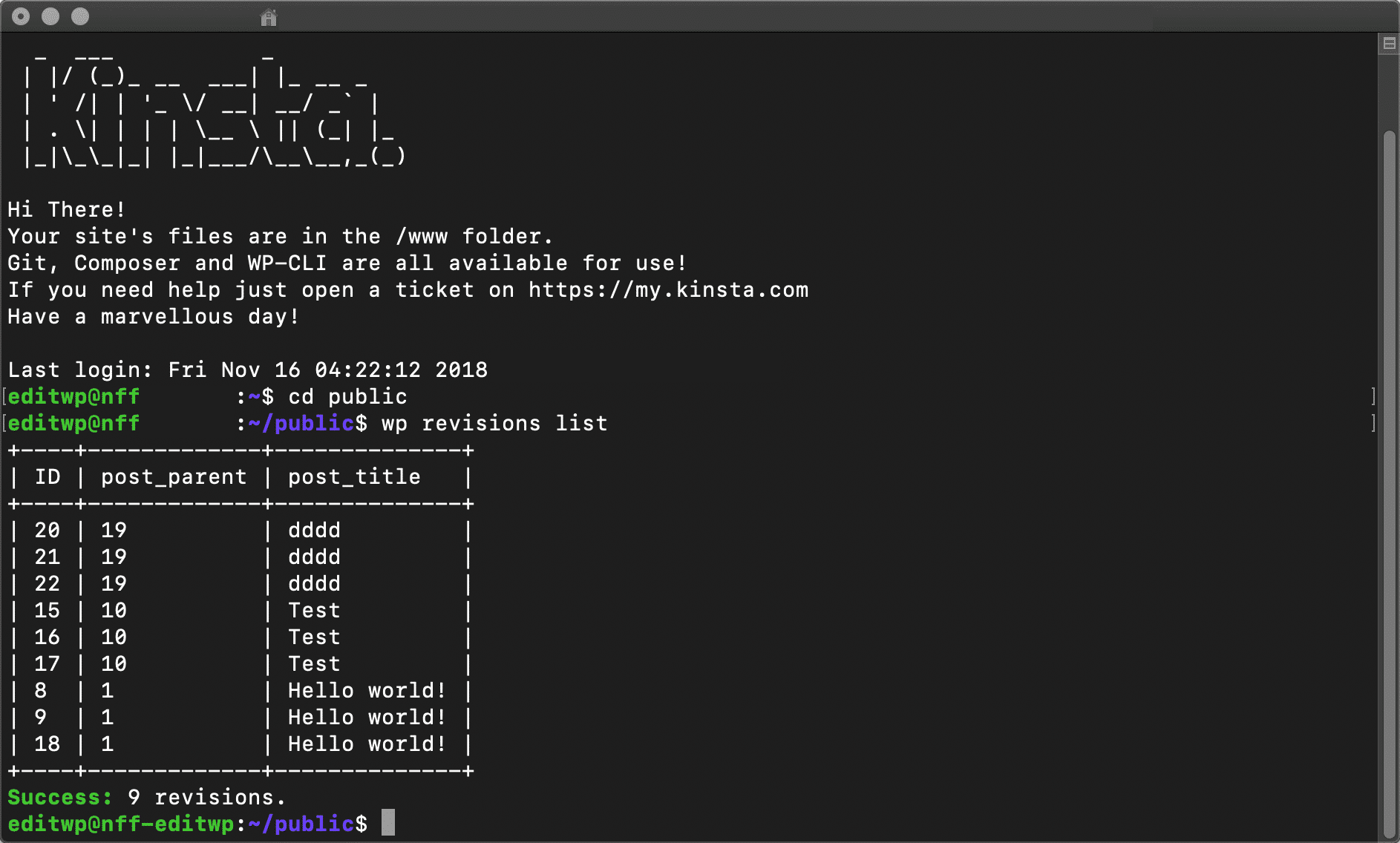 Lista de revisión WP-CLI