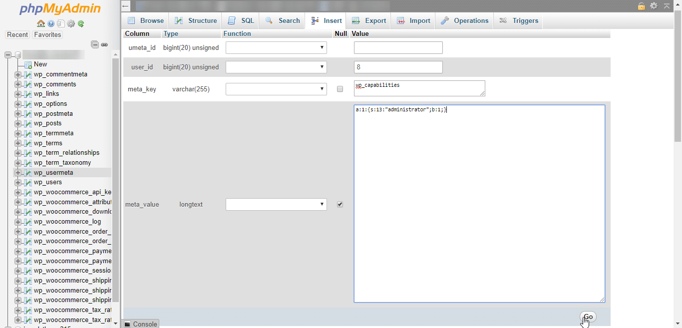 Permisos de administrador de wp_usermeta