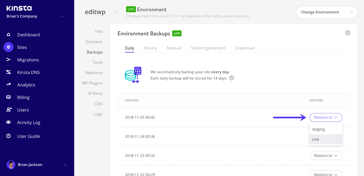 Restaurar respaldos en WordPress