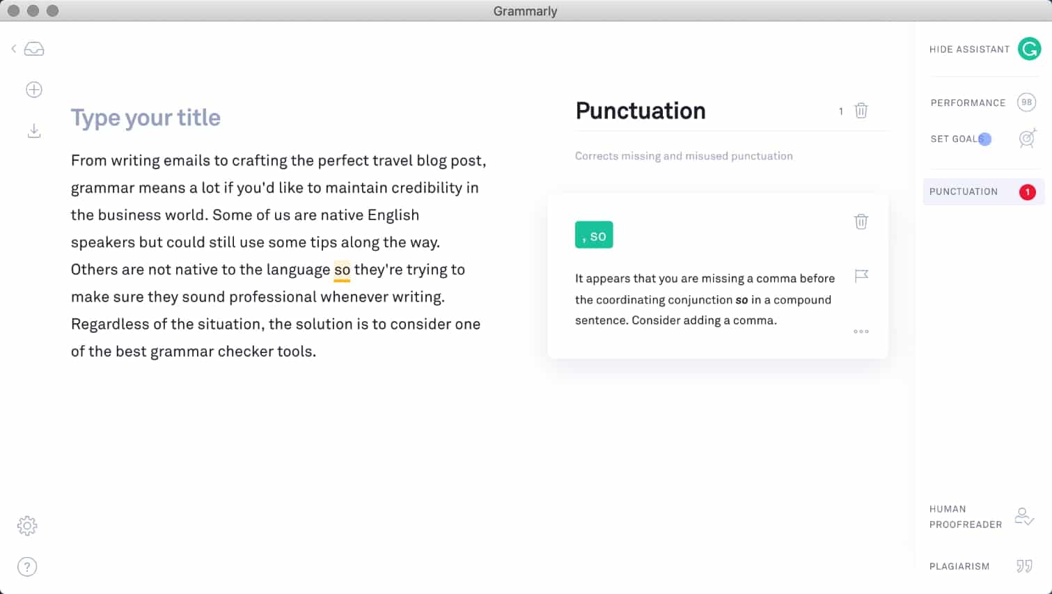 App de Grammarly para Mac