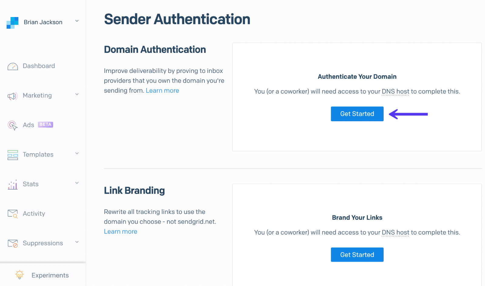 Autentificación de dominio de SendGrid