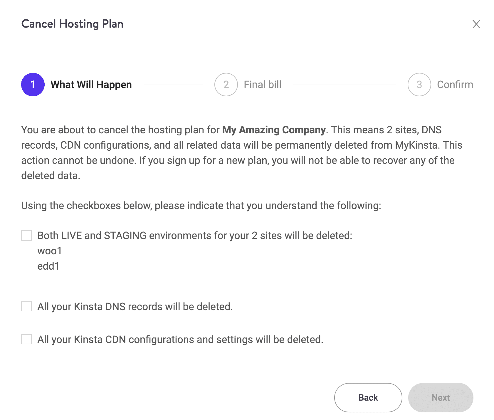Cancelando plan de hosting