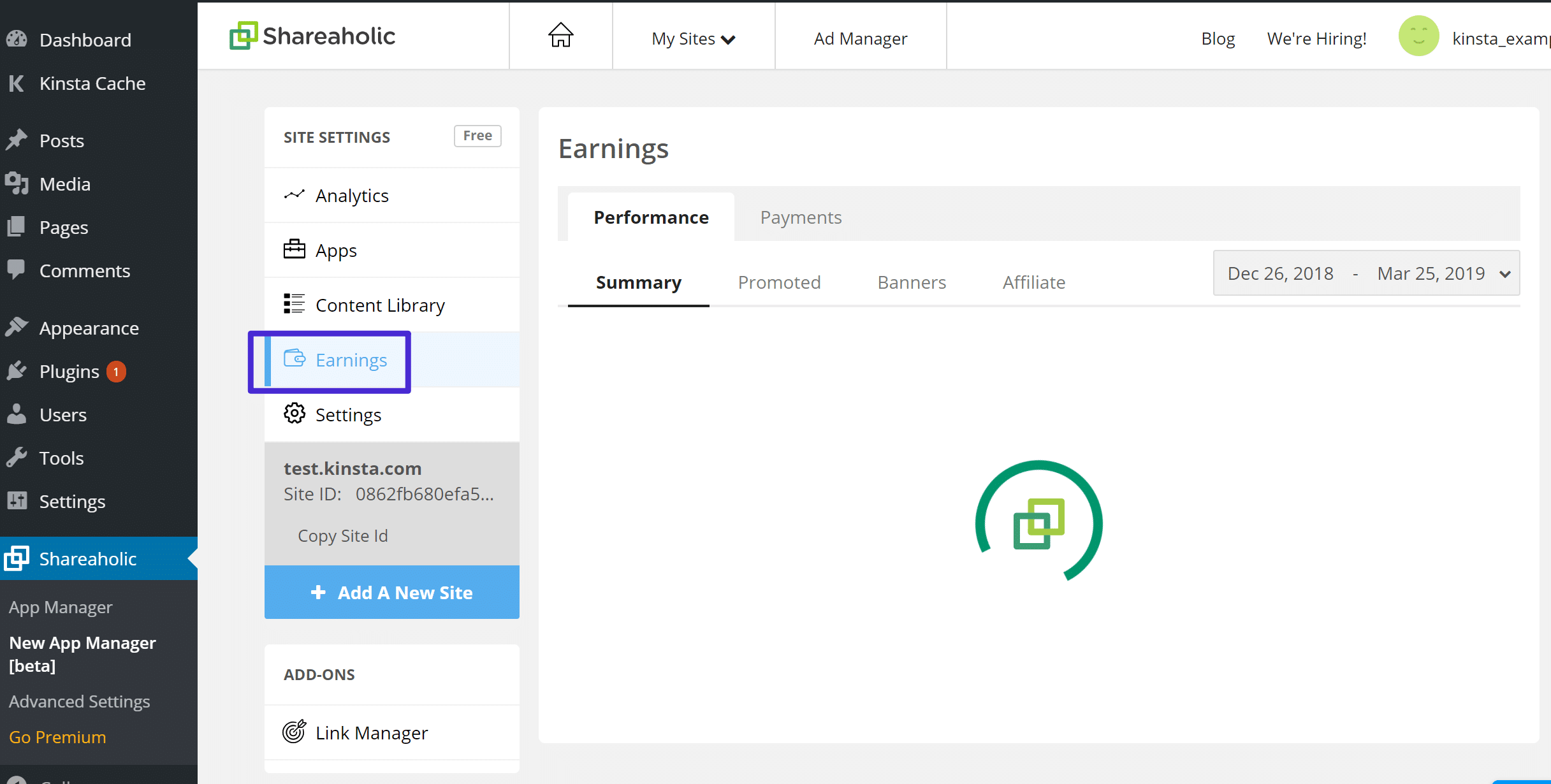 Área de Ganancias de Shareaholic