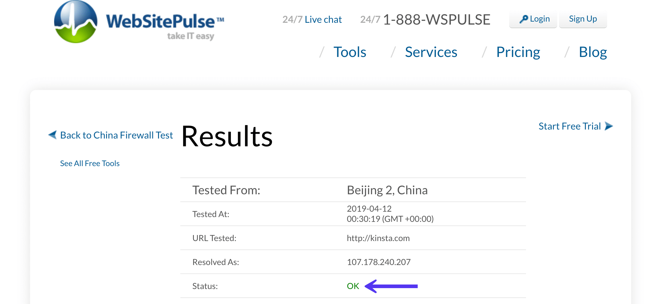 Cheque el sitio detrás del Gran Firewall de China