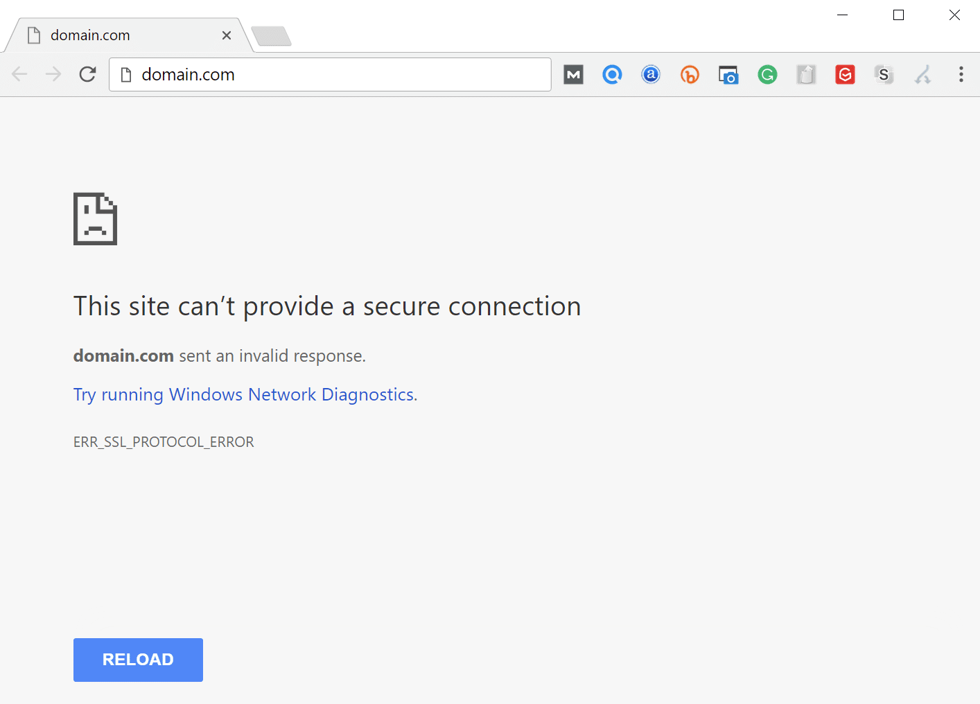 ERR_SSL_PROTOCOL_ERROR en Chrome