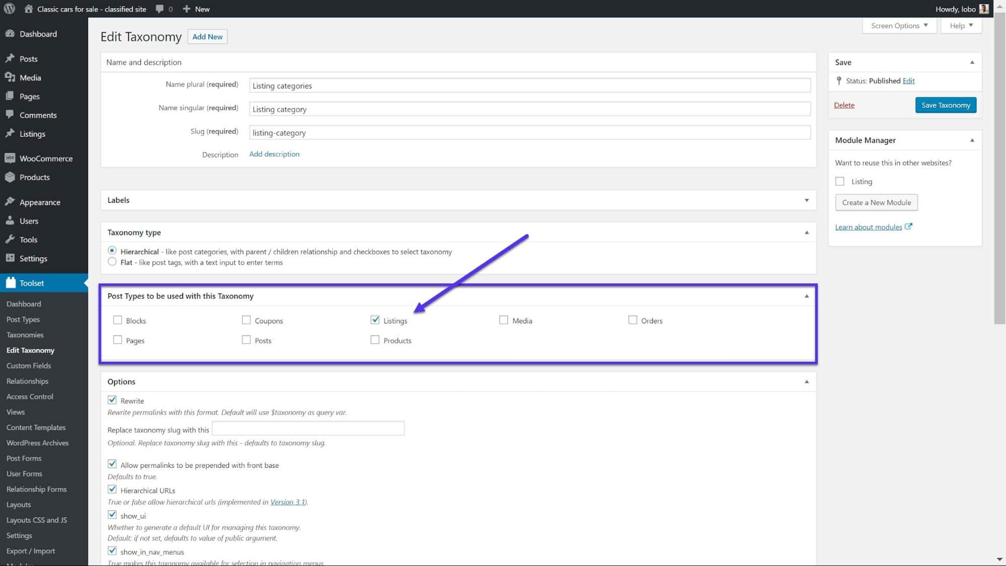 Configuraciones de Taxonomía