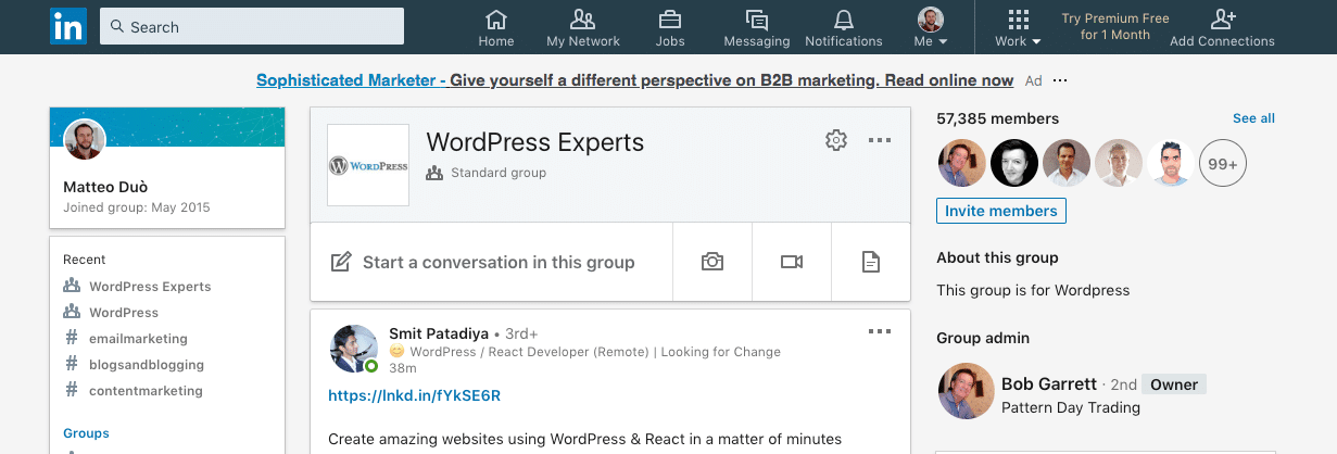 Grupo de expertos de WordPress en LinkedIn