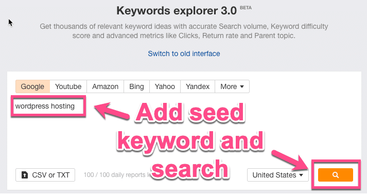 Keyword Explorer Tool de Ahrefs